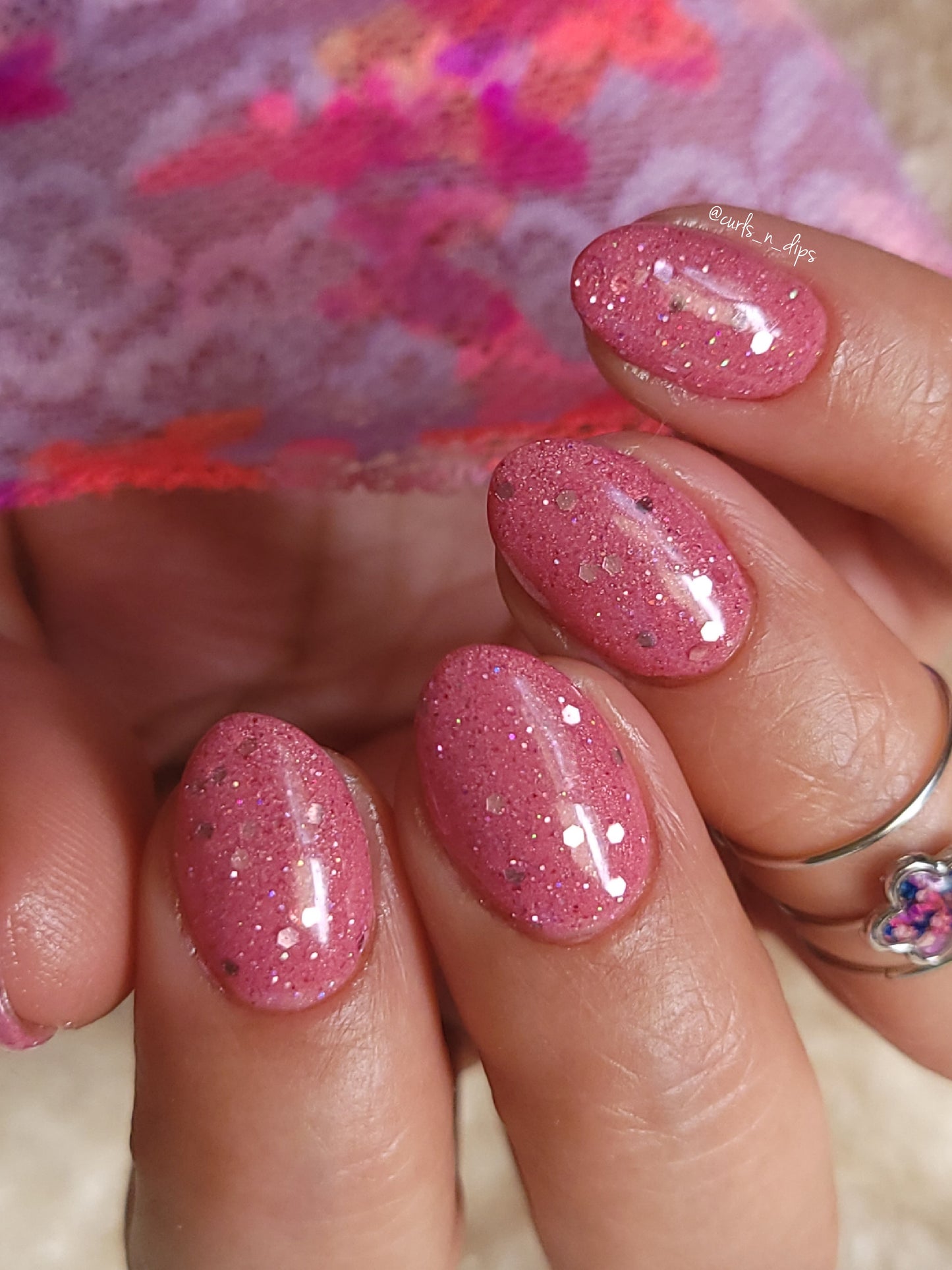 Pink, Purple Nail Dip Powder- Crystal