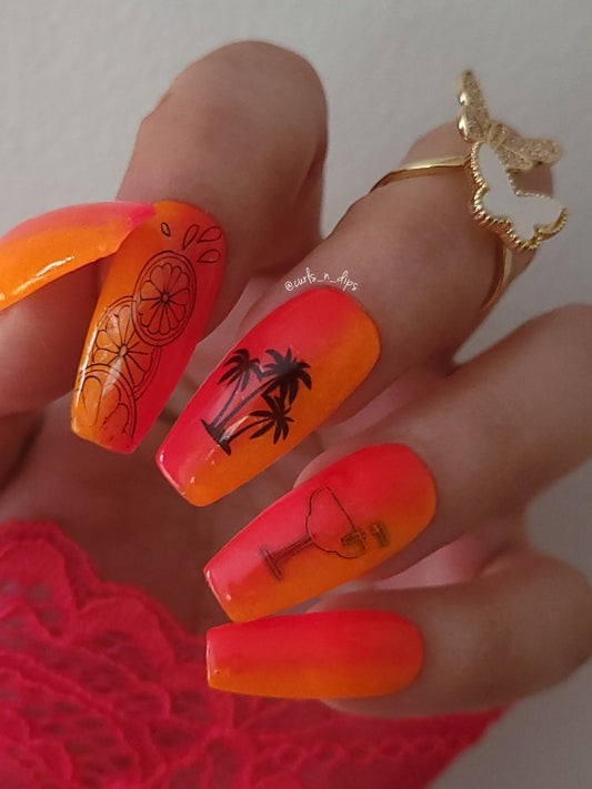 SUMMER, PALM, TROPICAL,  Nail Art Decals, Saintly Greyhound