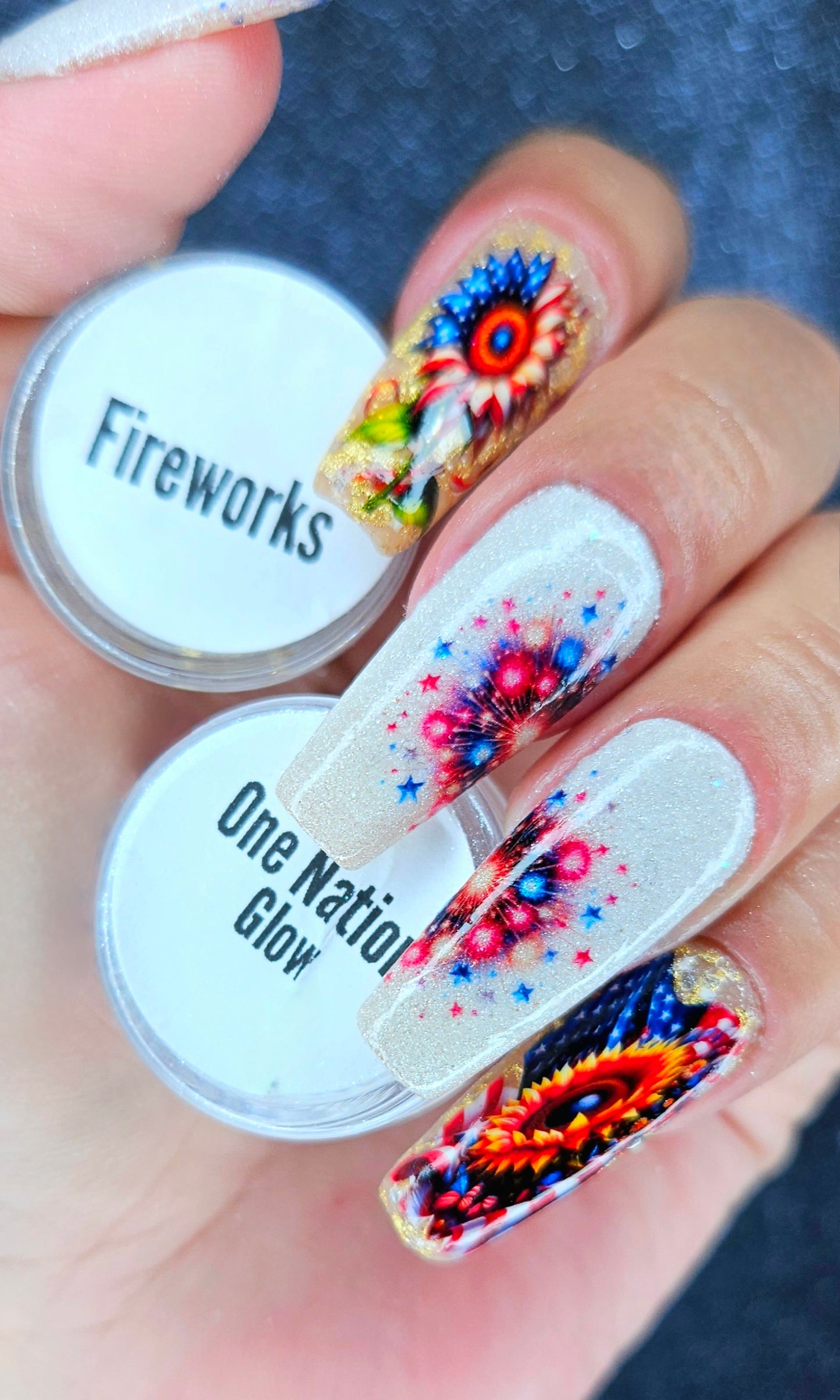 Acrylic Dip Powder For Nails- Gold Foil - Fireworks