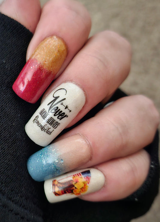 Memorial Day Nail Art - Always Remembered  - Decals For Nails