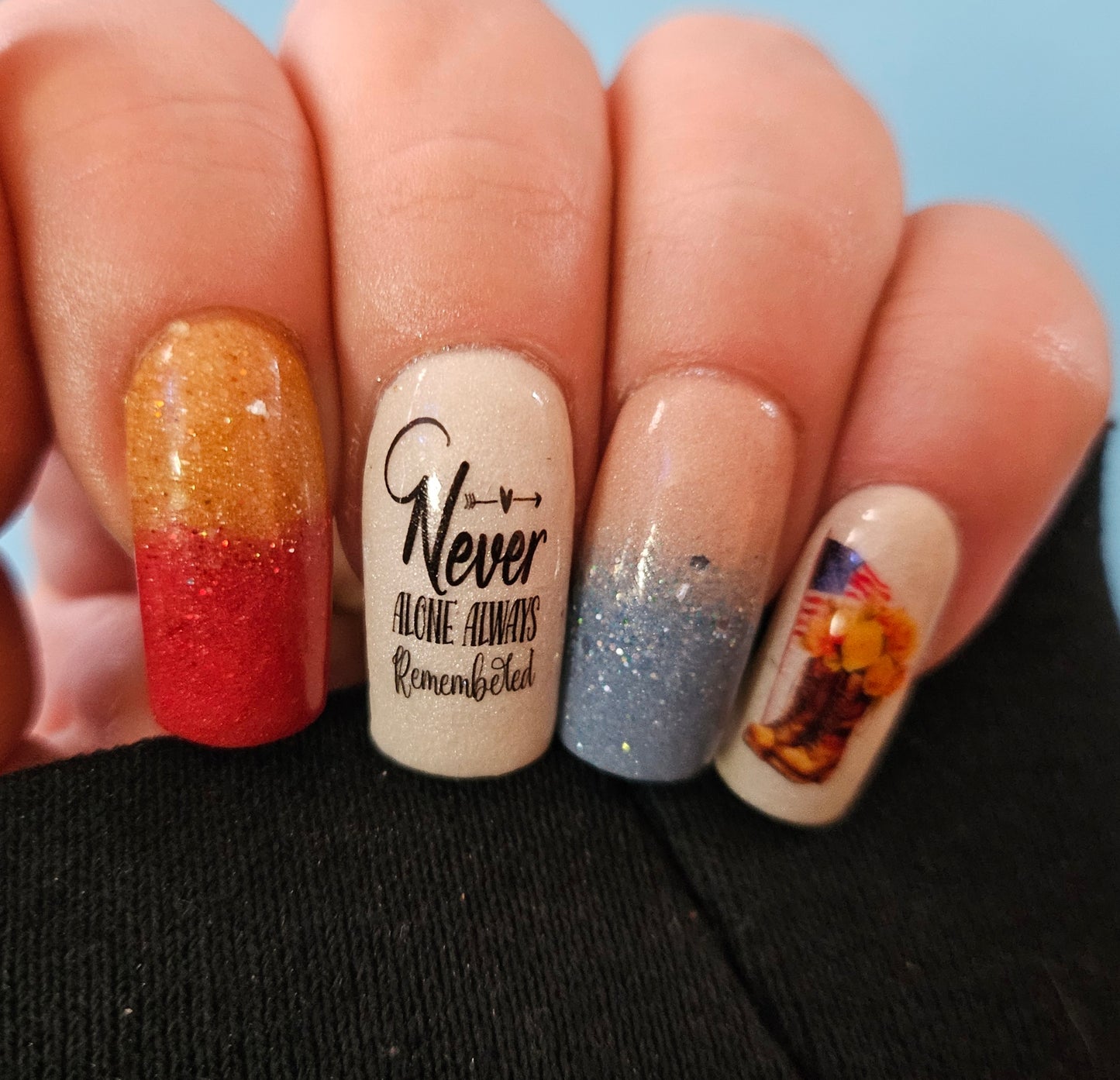 Memorial Day Nail Art - Always Remembered  - Decals For Nails