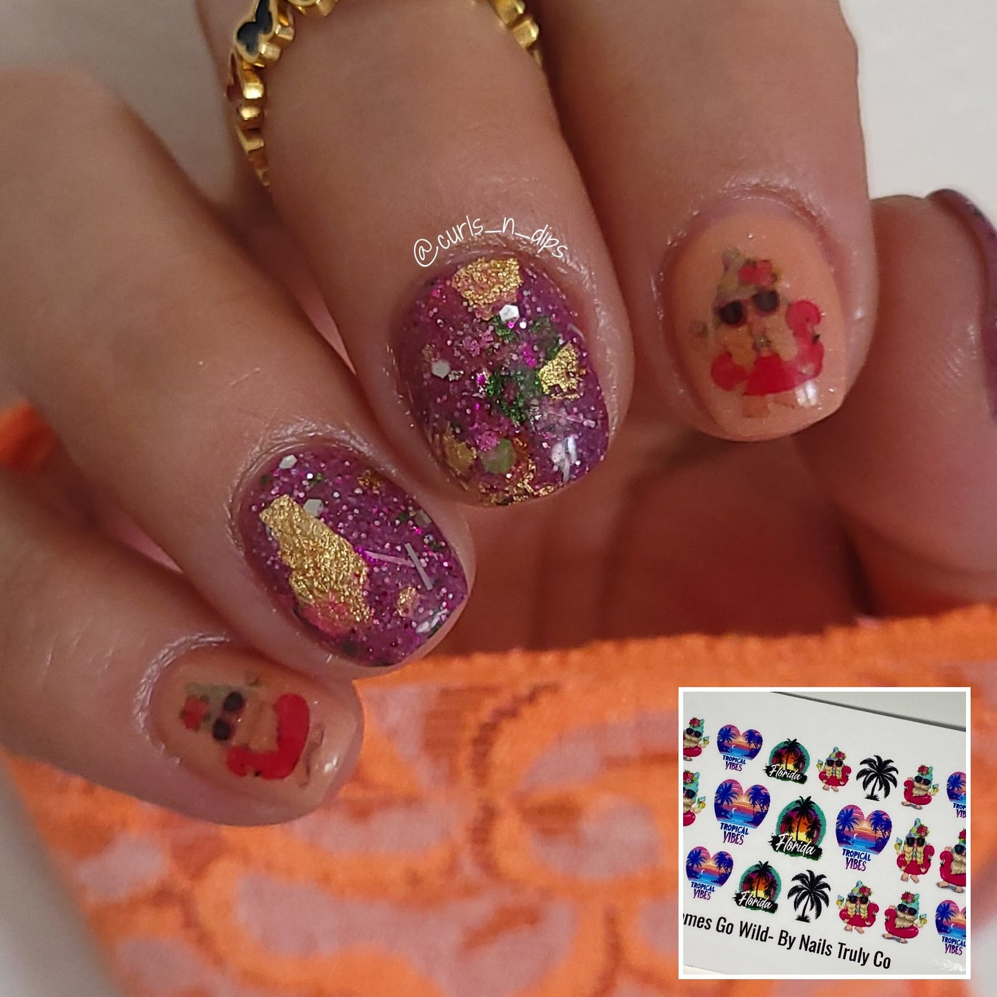 Summer Nails - Short Nail Art- Gnomes Go Wild