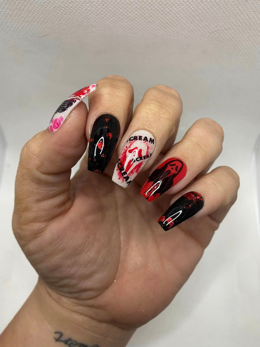 Halloween Horror Nails Art- SCREAM- Who's There??