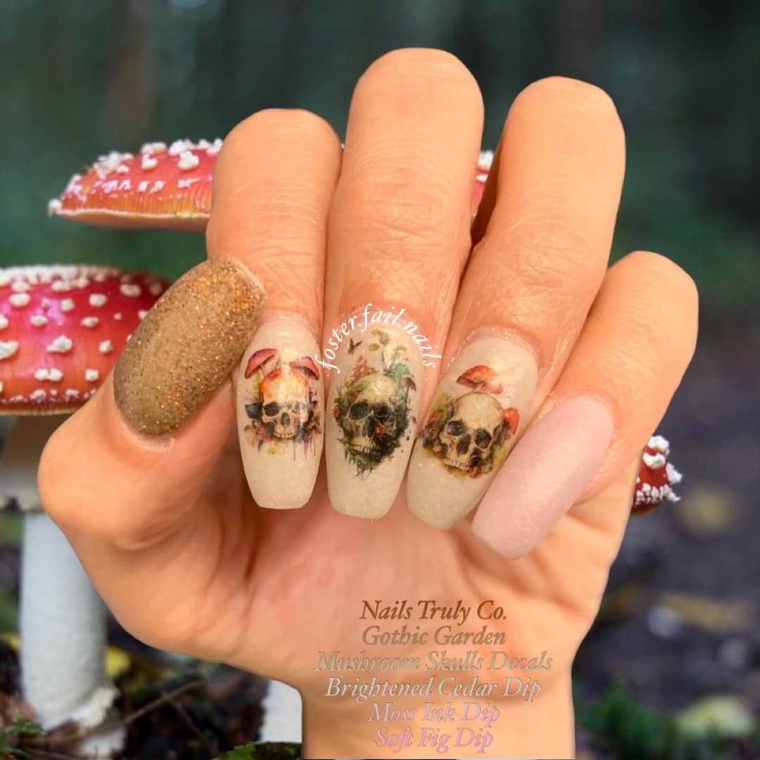 GOTHIC, NAILS, HALLOWEEN-Mushroom  Skulls Decals For Nails