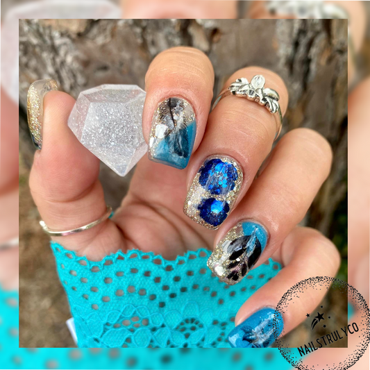 Blue-Azure Aster Flower - Nail Art Decals