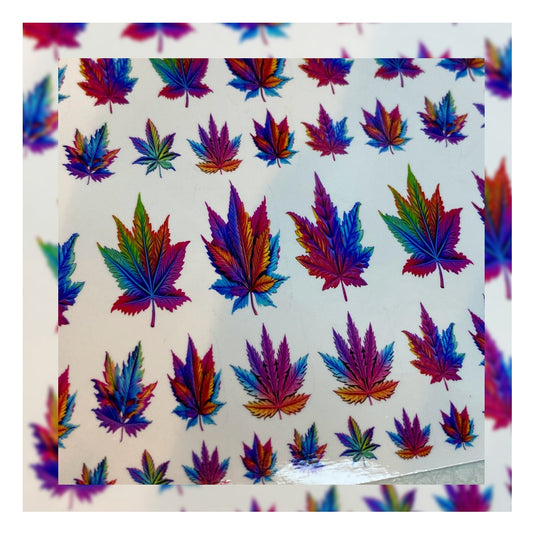 Rainbow Leaves - Marijuana Nail Art Decals