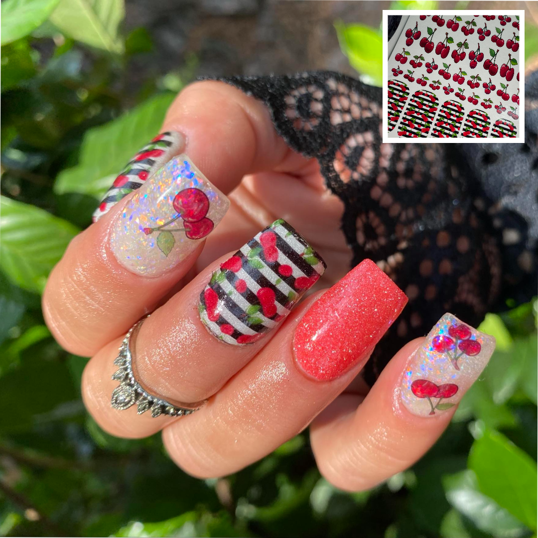 Summer Nails - Cherry Nail Art Decals - Cha Cha Cha Cherry Bomb