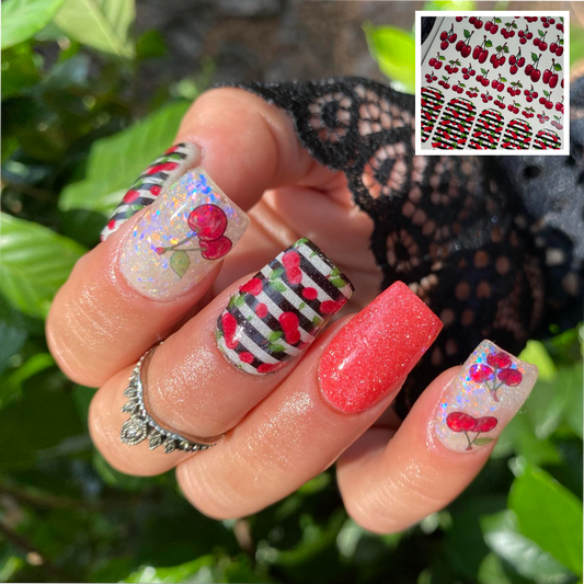 Summer Nails - Cherry Nail Art Decals - Cha Cha Cha Cherry Bomb