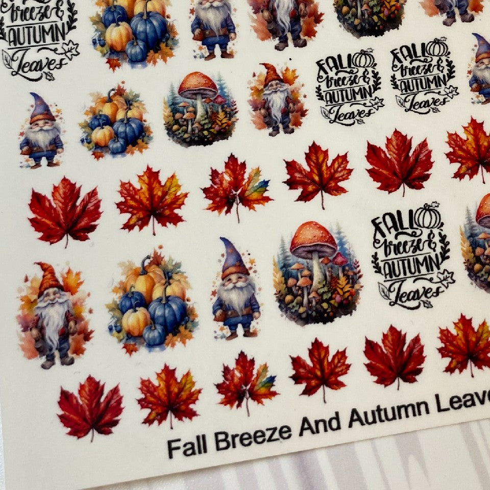 Fall Breeze And Autumn Leaves- Decals For Nails