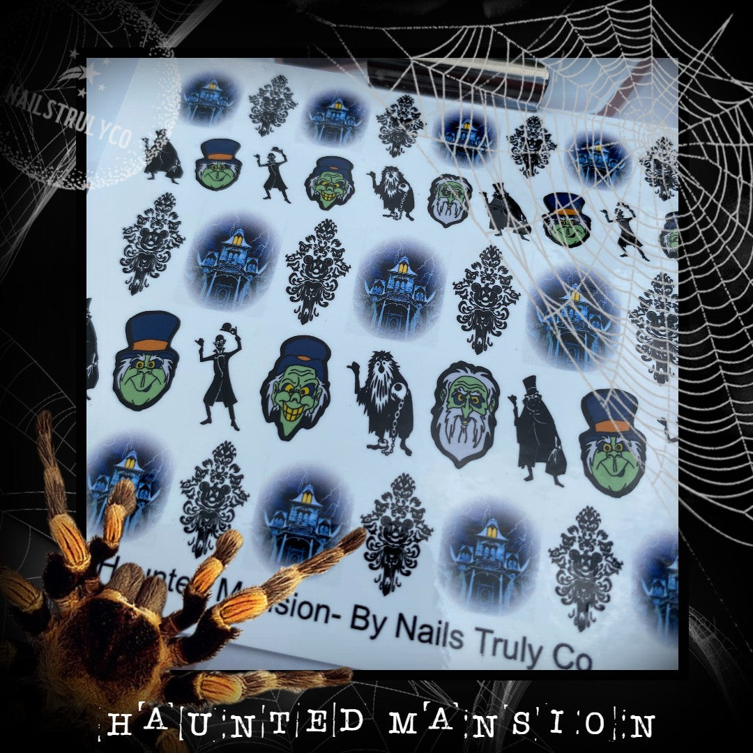 Halloween Horror Decals For Nails- Haunted Mansion