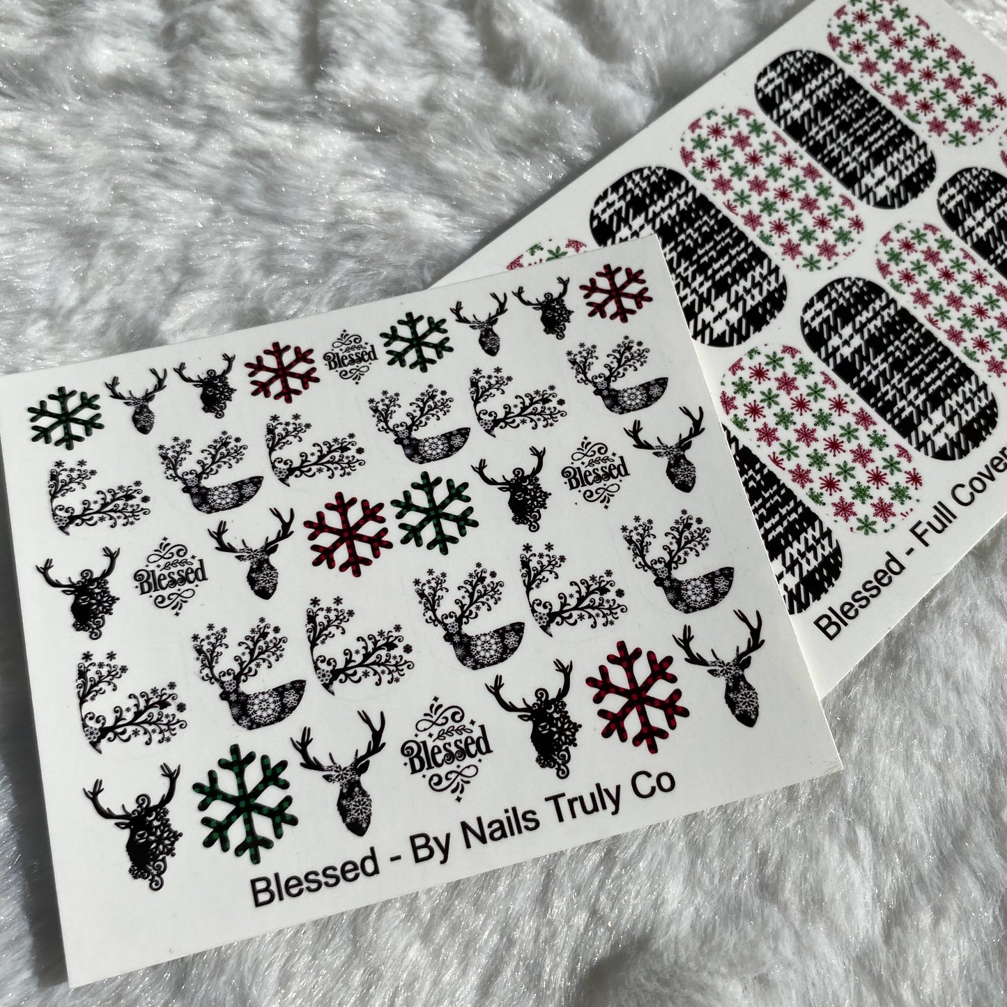 Buffalo Plaid Christmas Nail Art-Blessed