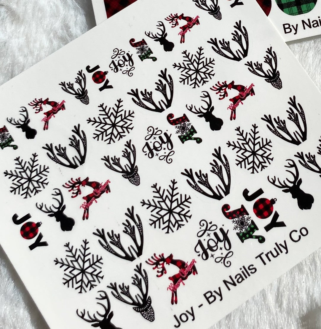 Buffalo Plaid Christmas Nail Art-Joy