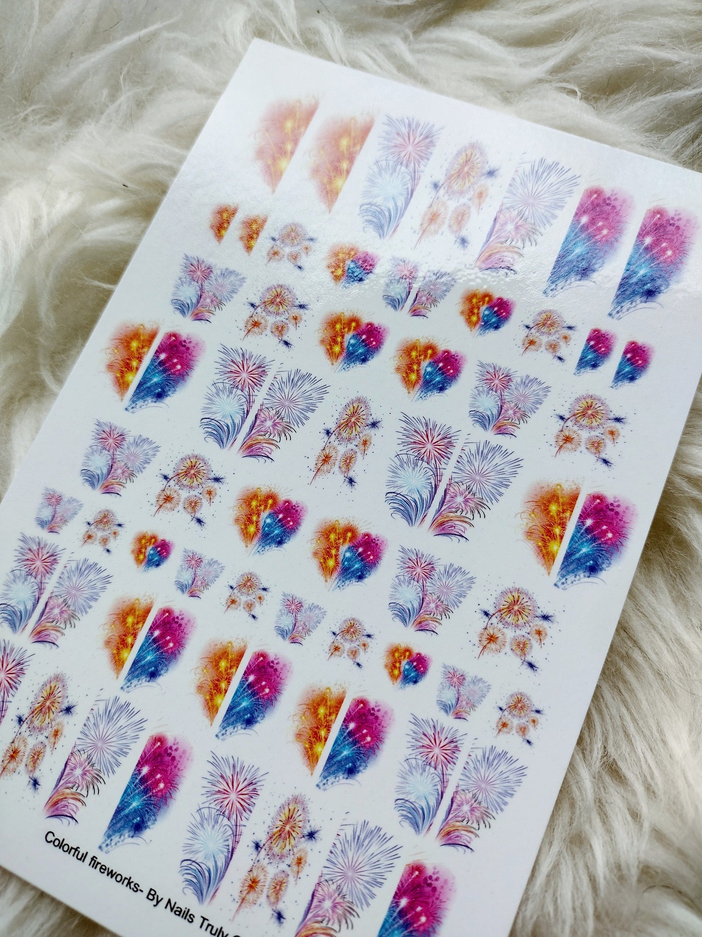 Colorful Fireworks Decals For Nails