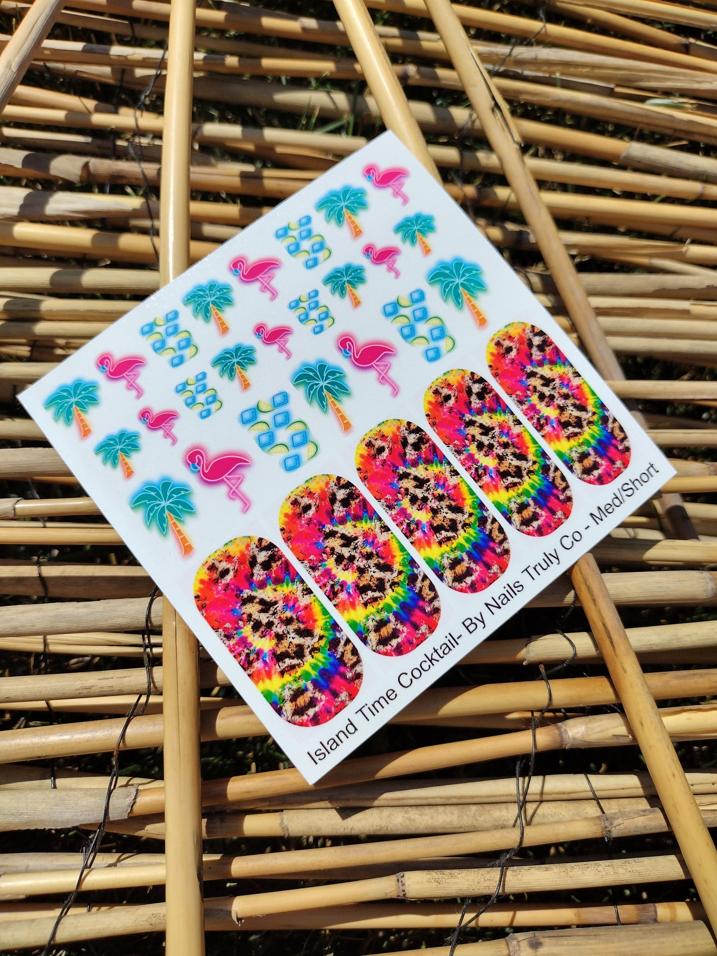SUMMER, LEOPARD , FLAMINGOS ,  Nail Art Decals, Island Time Cocktail