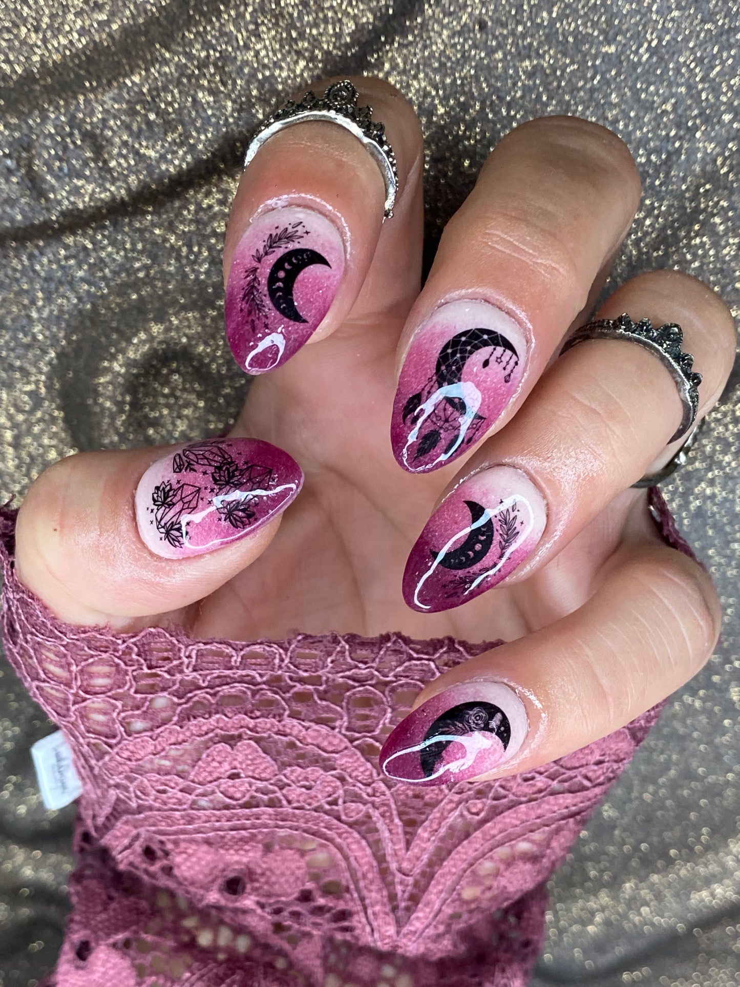 Dark Moon Phase  Nails Art Decals