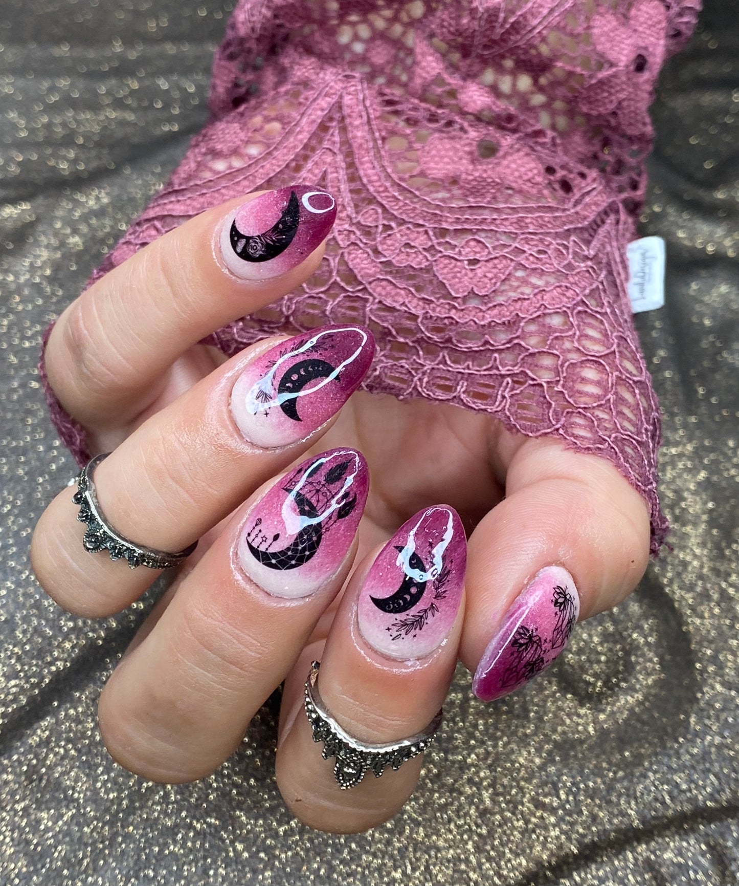 Dark Moon Phase  Nails Art Decals