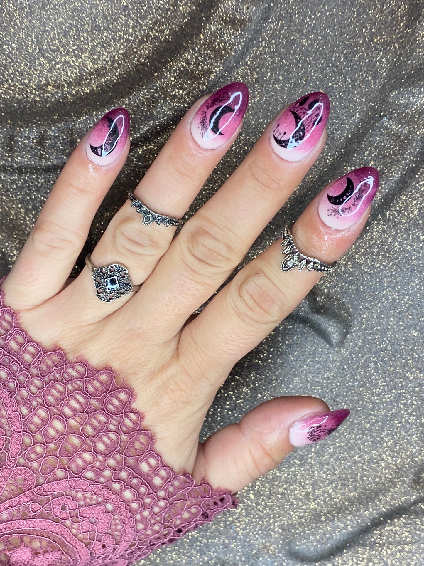 Dark Moon Phase  Nails Art Decals