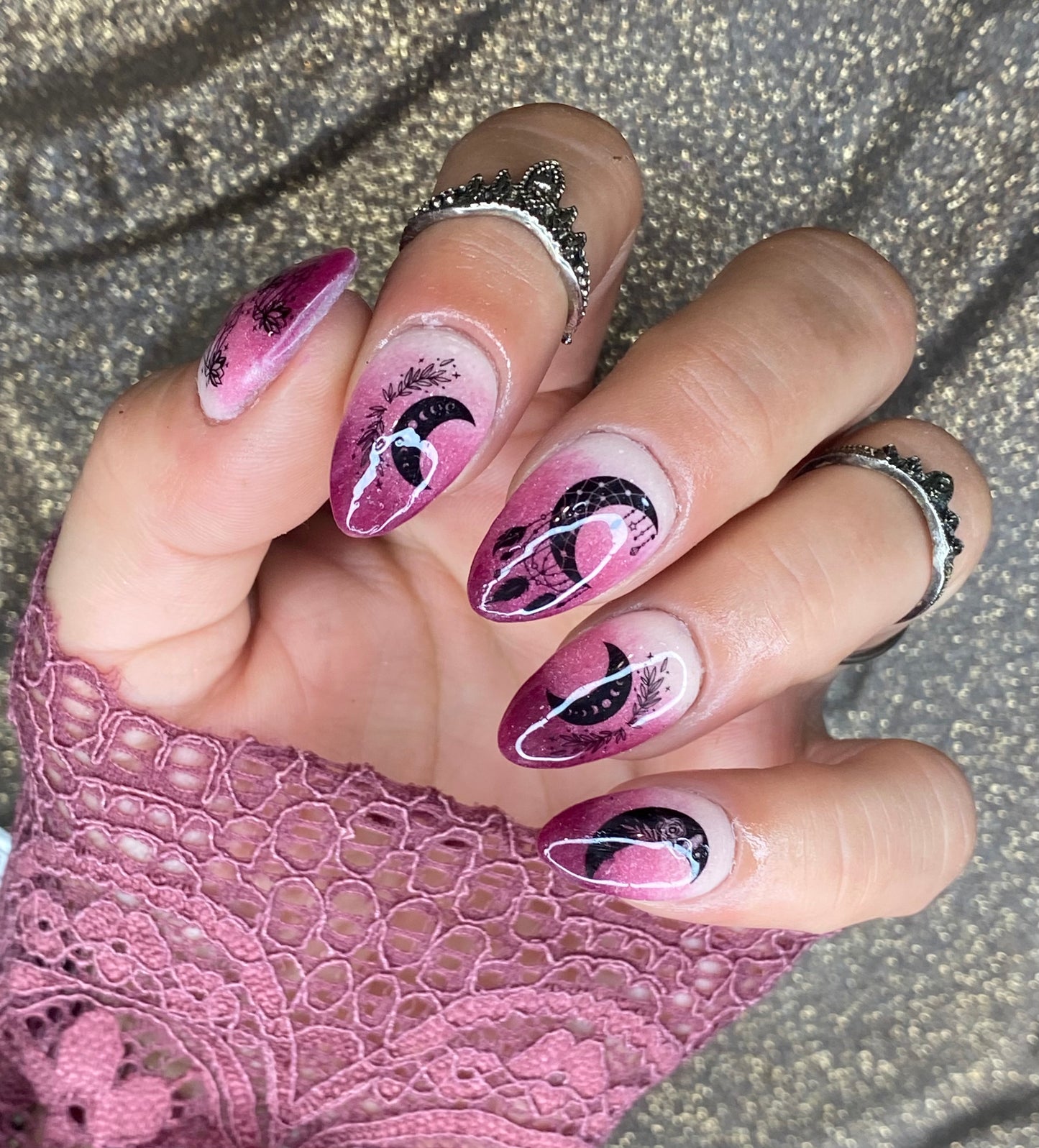 Dark Moon Phase  Nails Art Decals