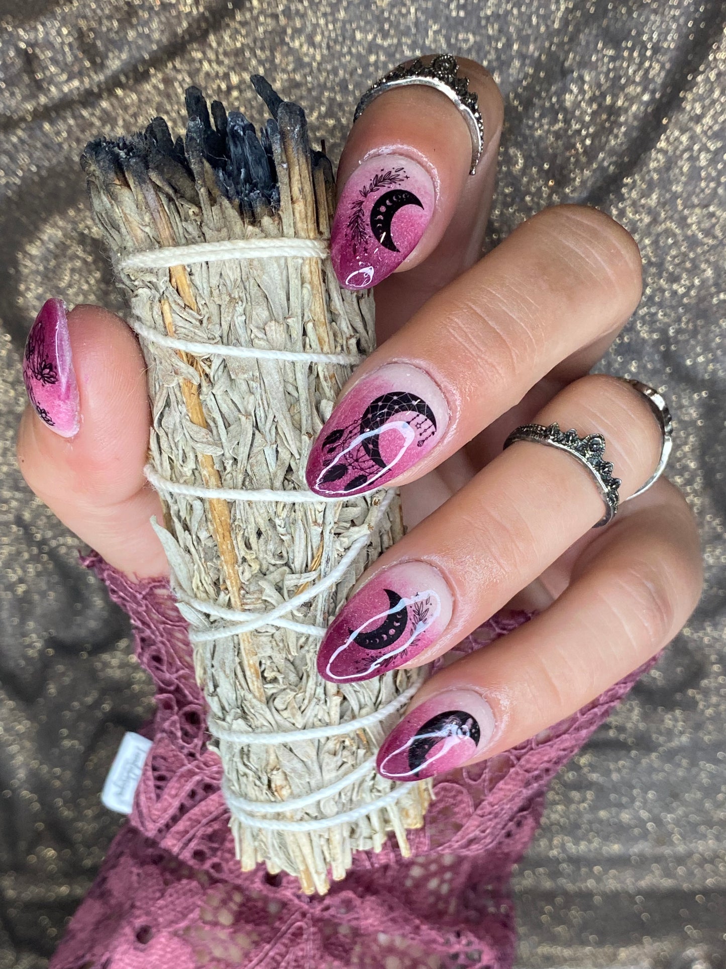 Dark Moon Phase  Nails Art Decals