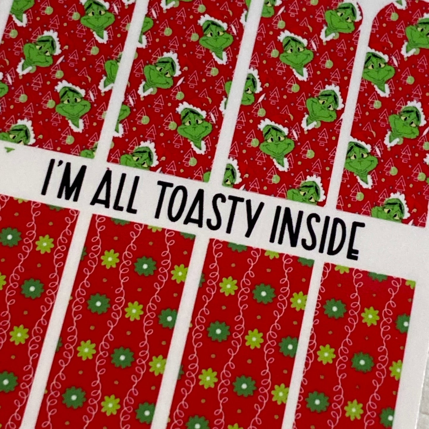 Christmas, Grinch, Nail Wraps,- I'm All Toasty Inside