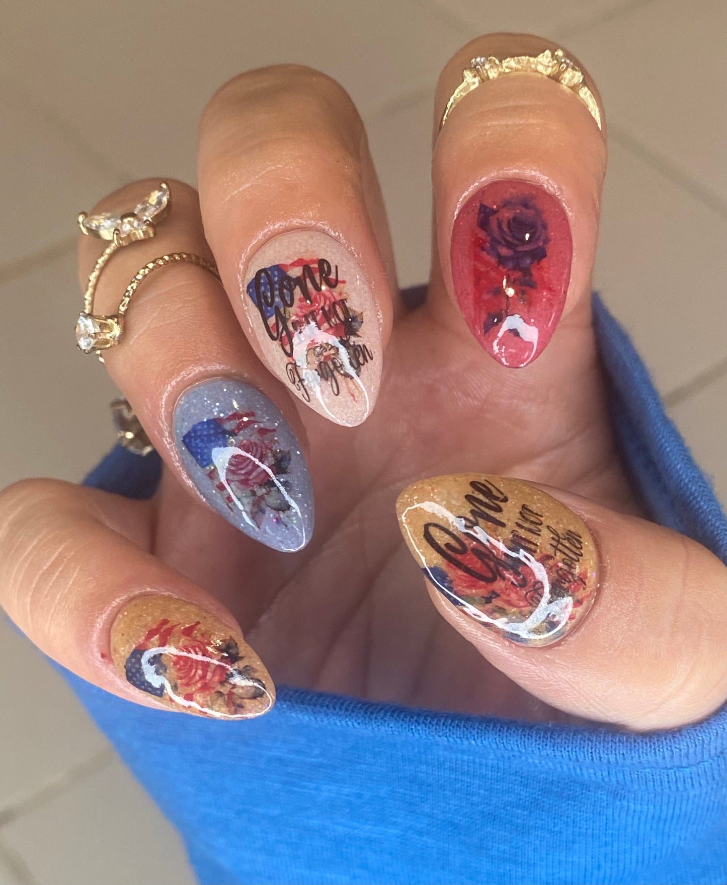 Memorial Day Nail Art - Thank You To All Who Have Sacrificed - Decals For Nails