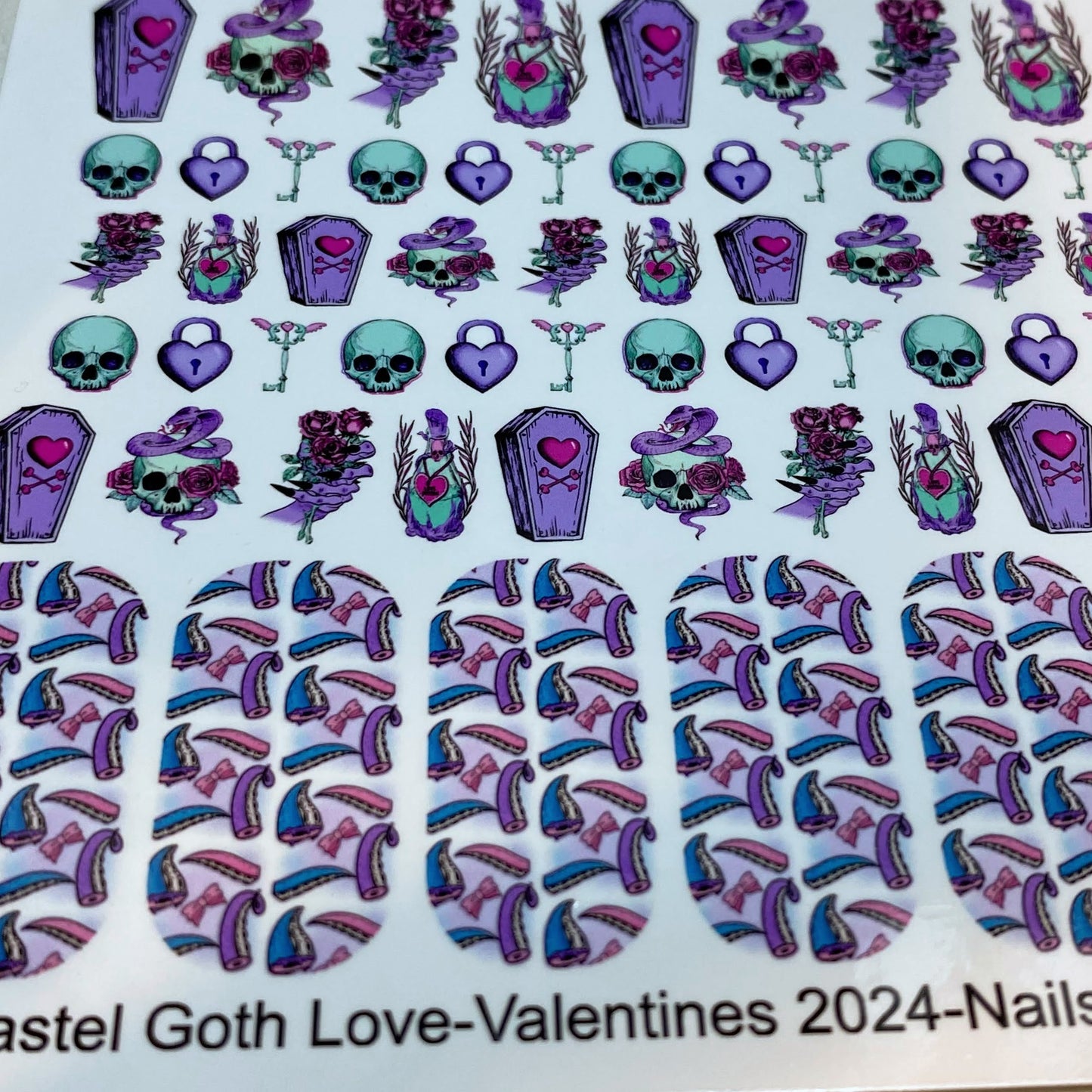 Valentines Day Nail Art-Pastel Goth Love