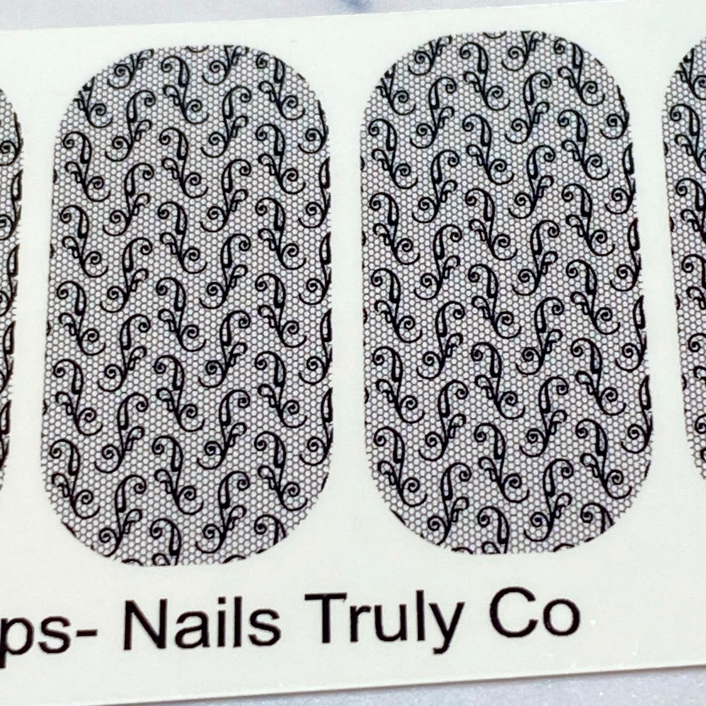 Valentines Day- Black Lace #6- Full Coverage- Decals For Nails