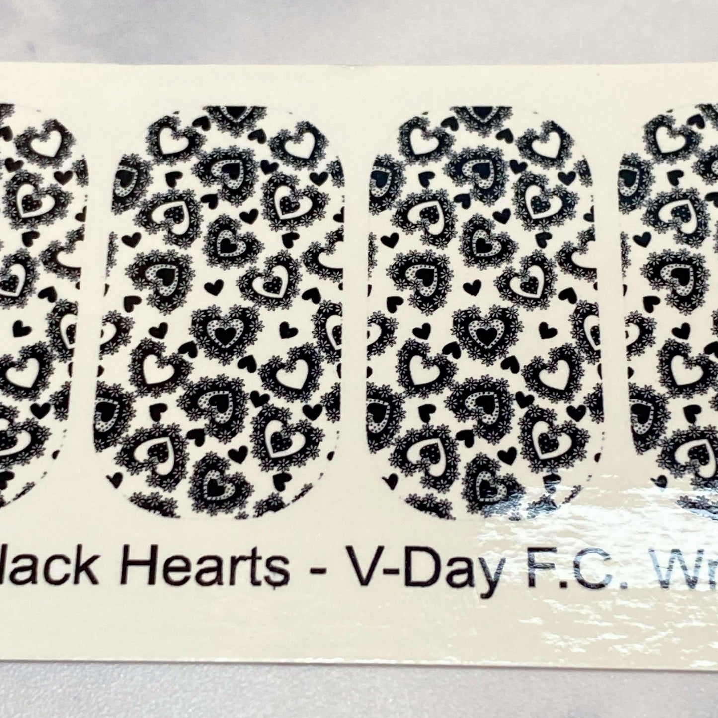 Valentines Day-  Black Lacey  Hearts-  Full Coverage- Decals For Nails