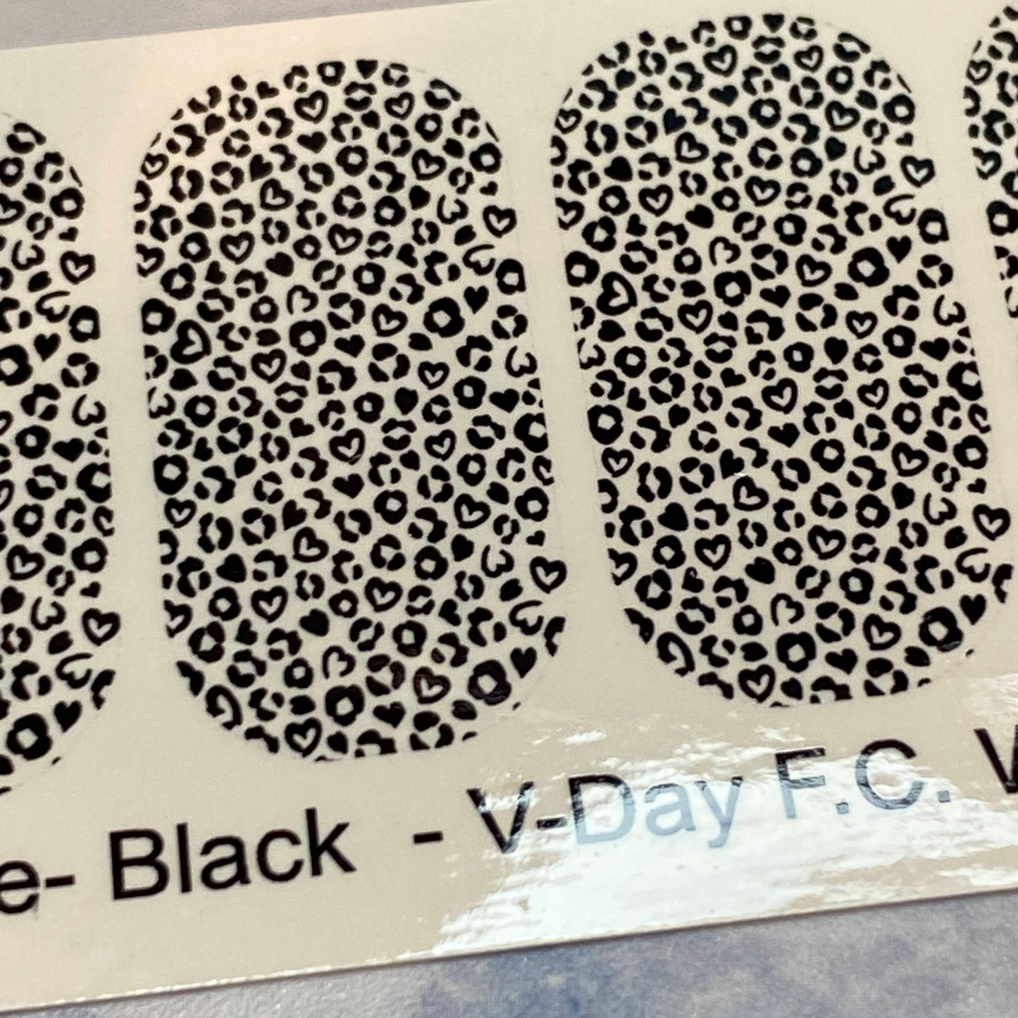 Valentines Day-  Black Leopard Print  -  Full Coverage- Decals For Nails