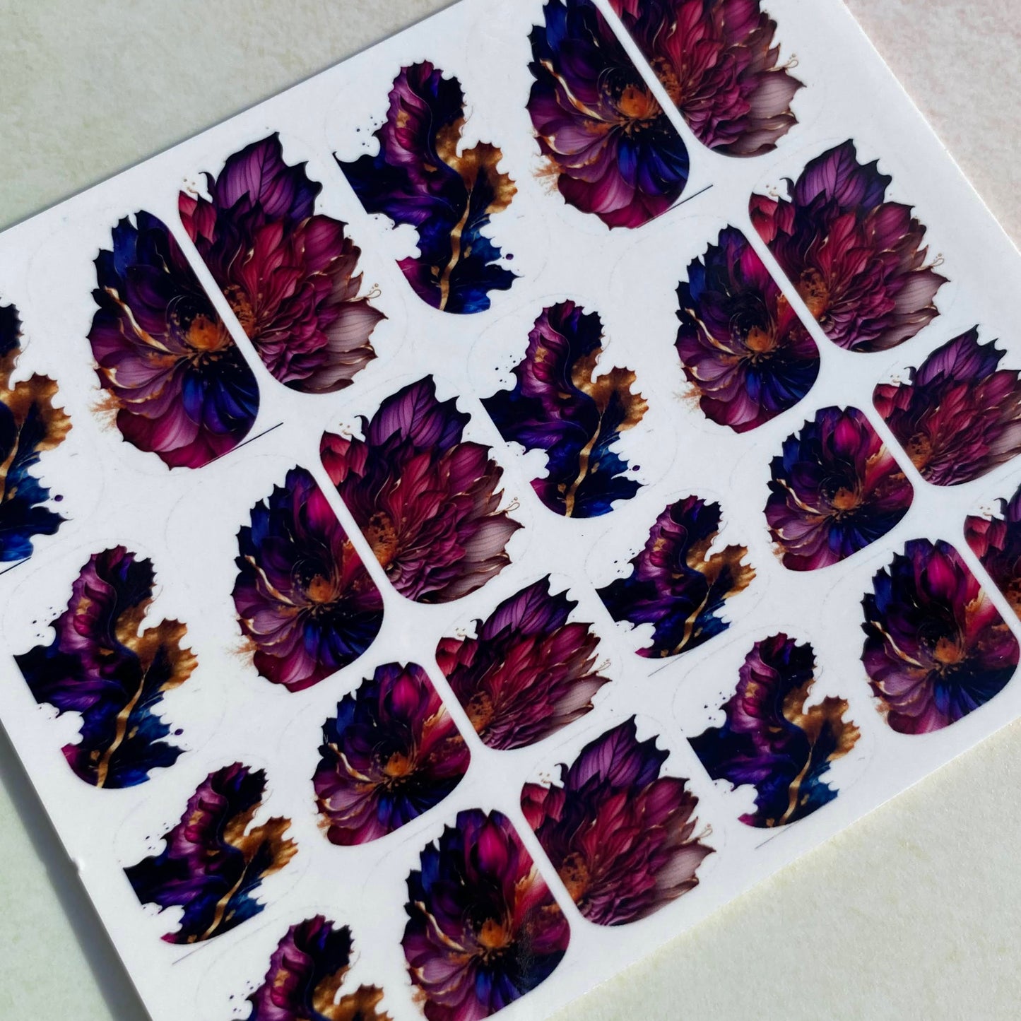 Floral Alcohol Ink Nail Art - Burgundy Swirls