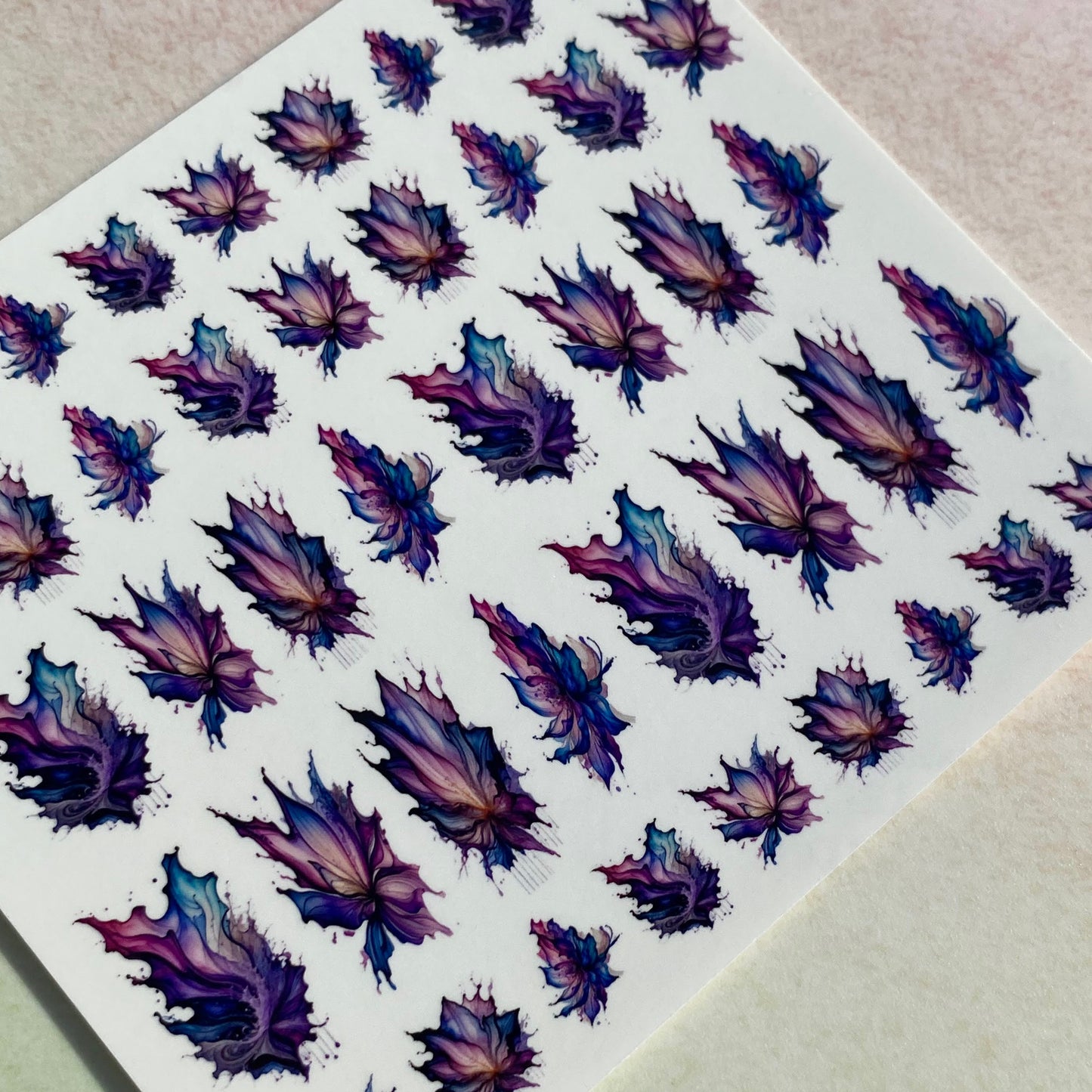 Floral Alcohol Ink Nail Art - Lavender Waves