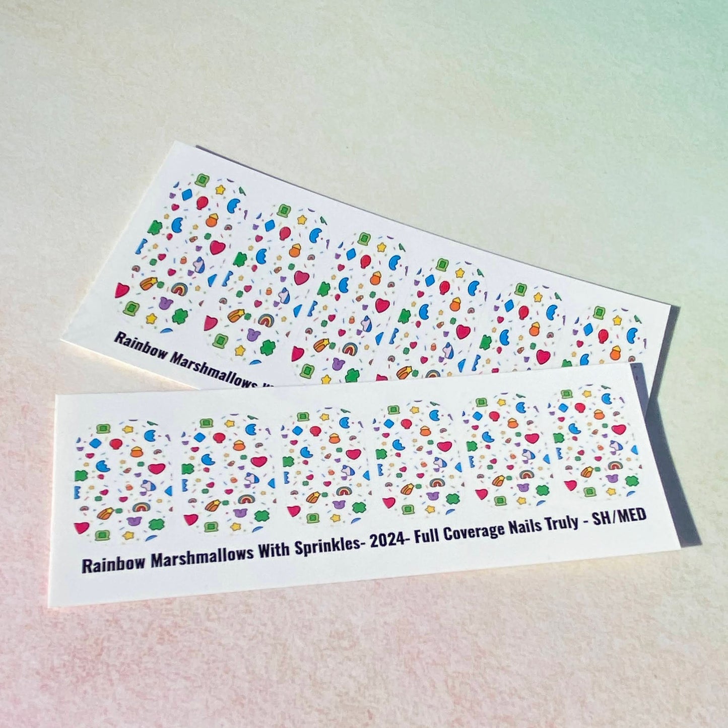 St. Patrick's Day Nail Wrap Decals- Rainbow Marshmallows With Sprinkles