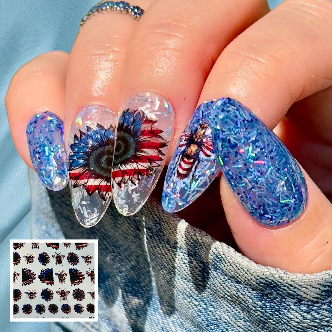 4th Of July Nails Art - Bee Free!!