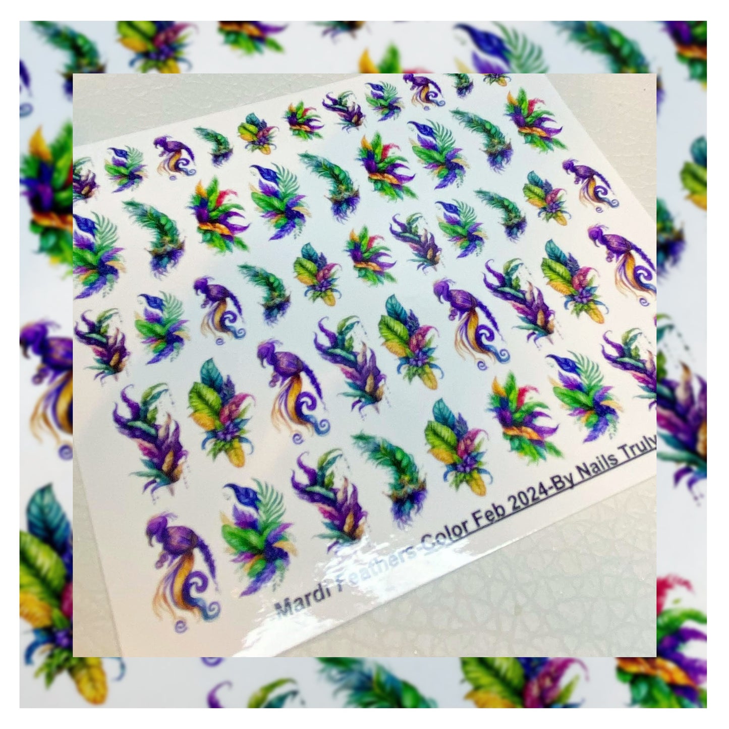 Mardi Gras Nail Art - Mardi Feathers