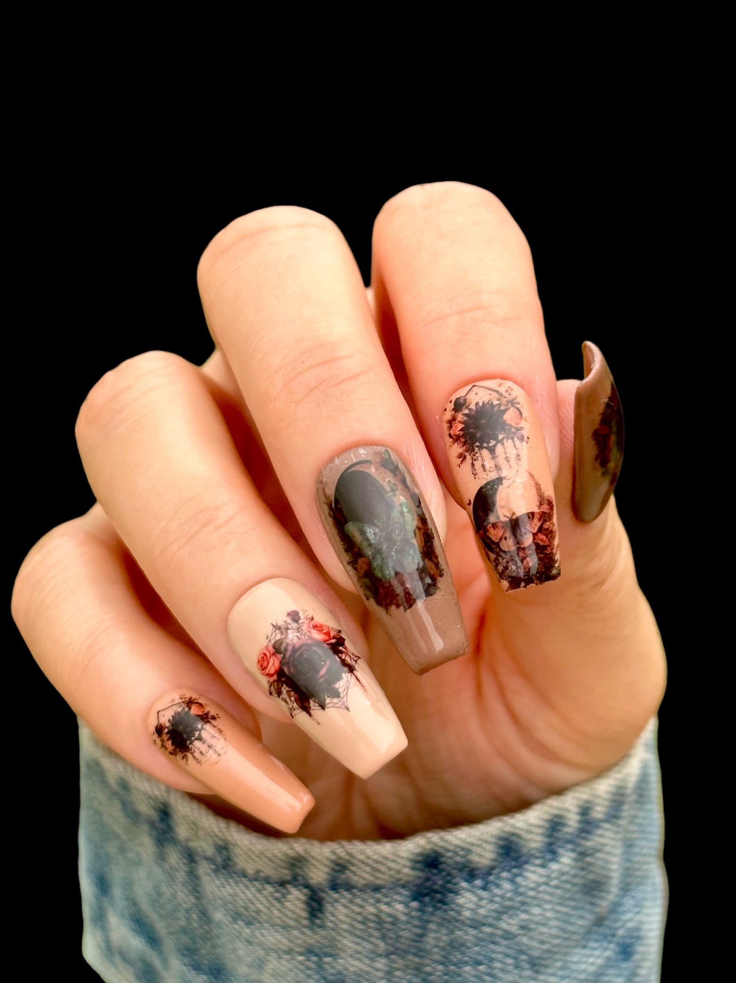 GOTHIC, NAILS, HALLOWEEN-Moths In The Moon - Decals For Nails