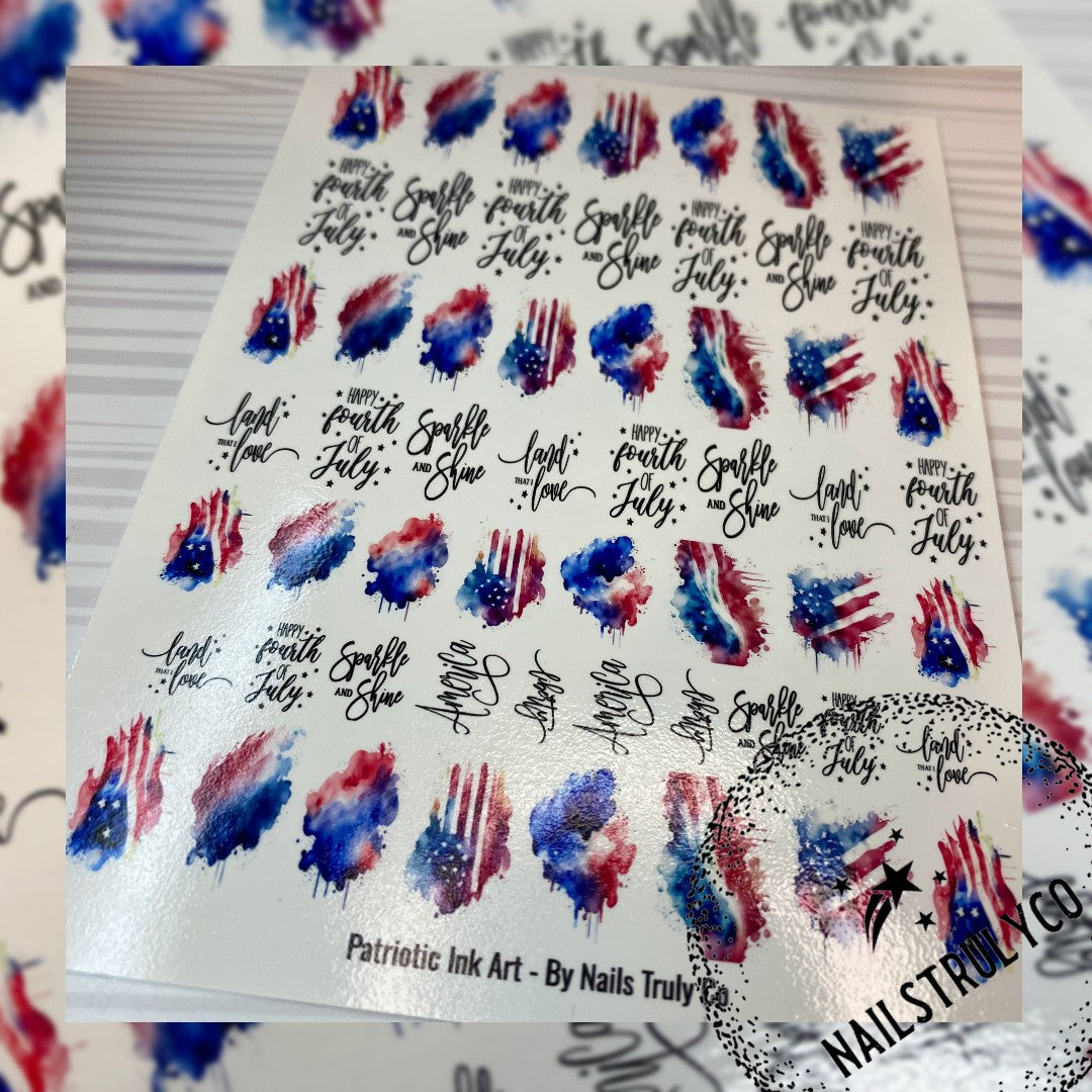 4th Of July Nails Art - Patriotic Ink Art