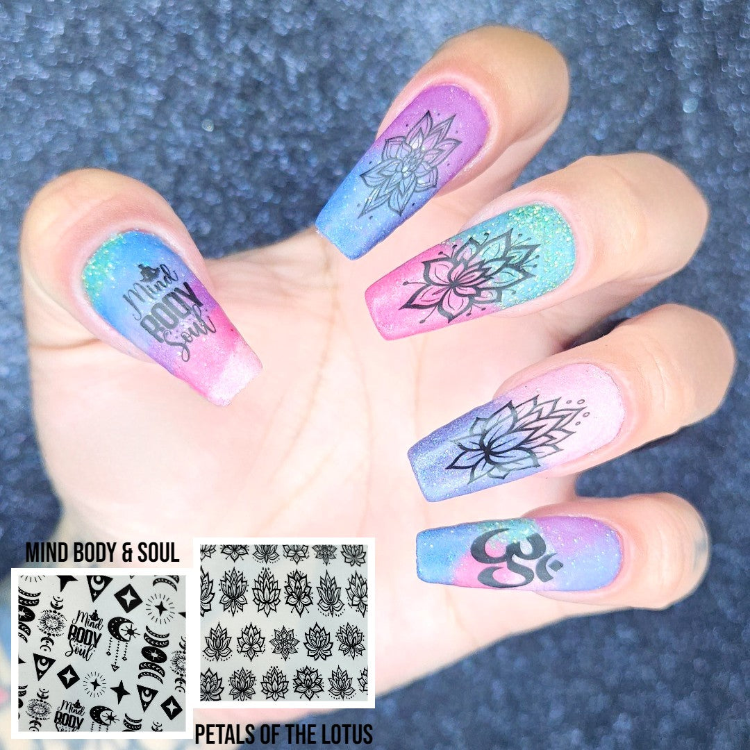 Silhouette Nail Art Topper - Chakra Collection - Mind Body Soul