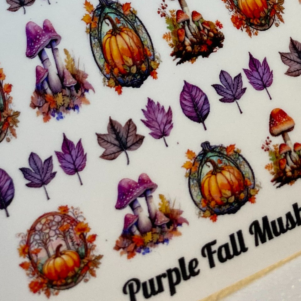 Purple Fall Mushrooms- Decals For Nails