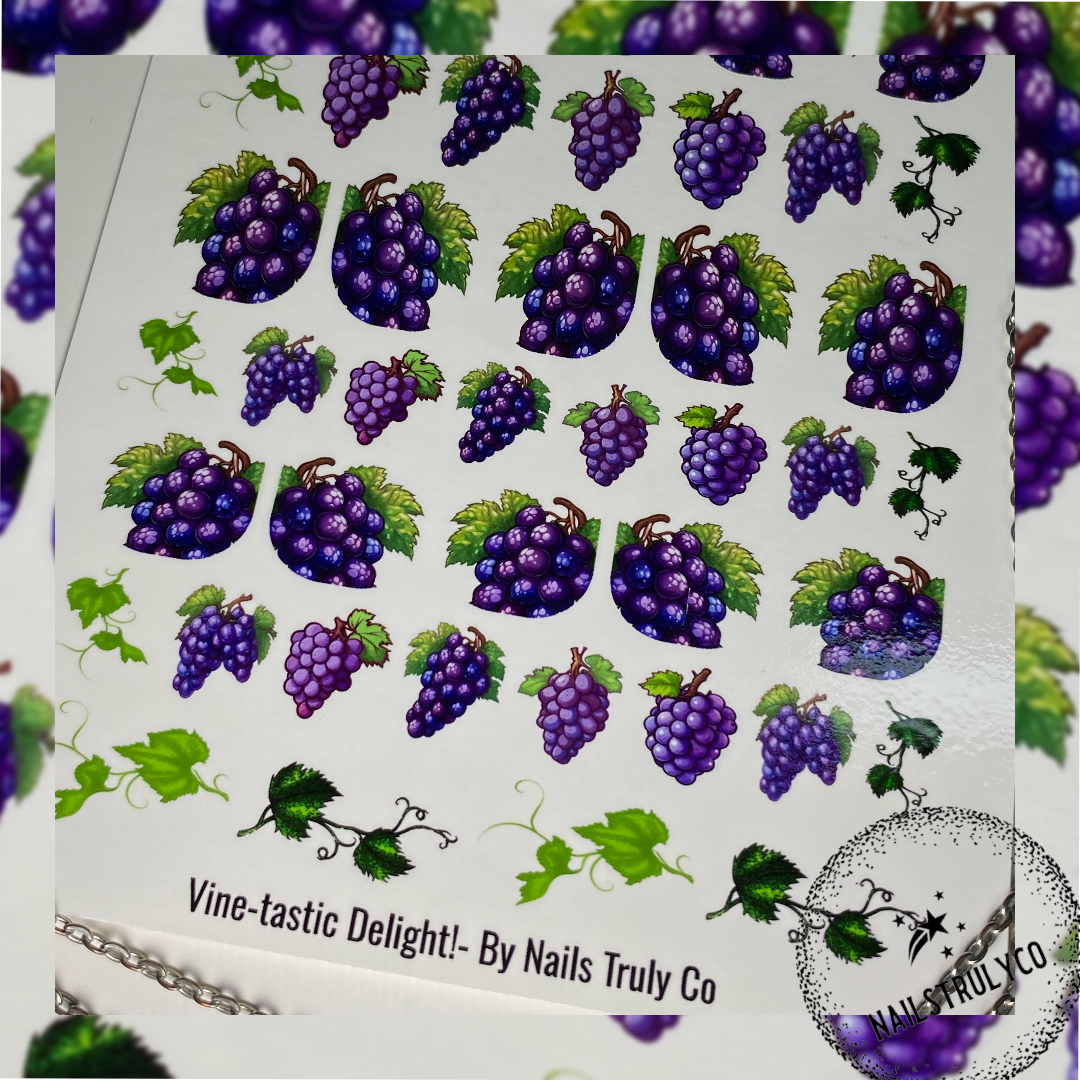 Summer Nails - Purple Grapes Nail Art Decals - Vine-tastic Delight!