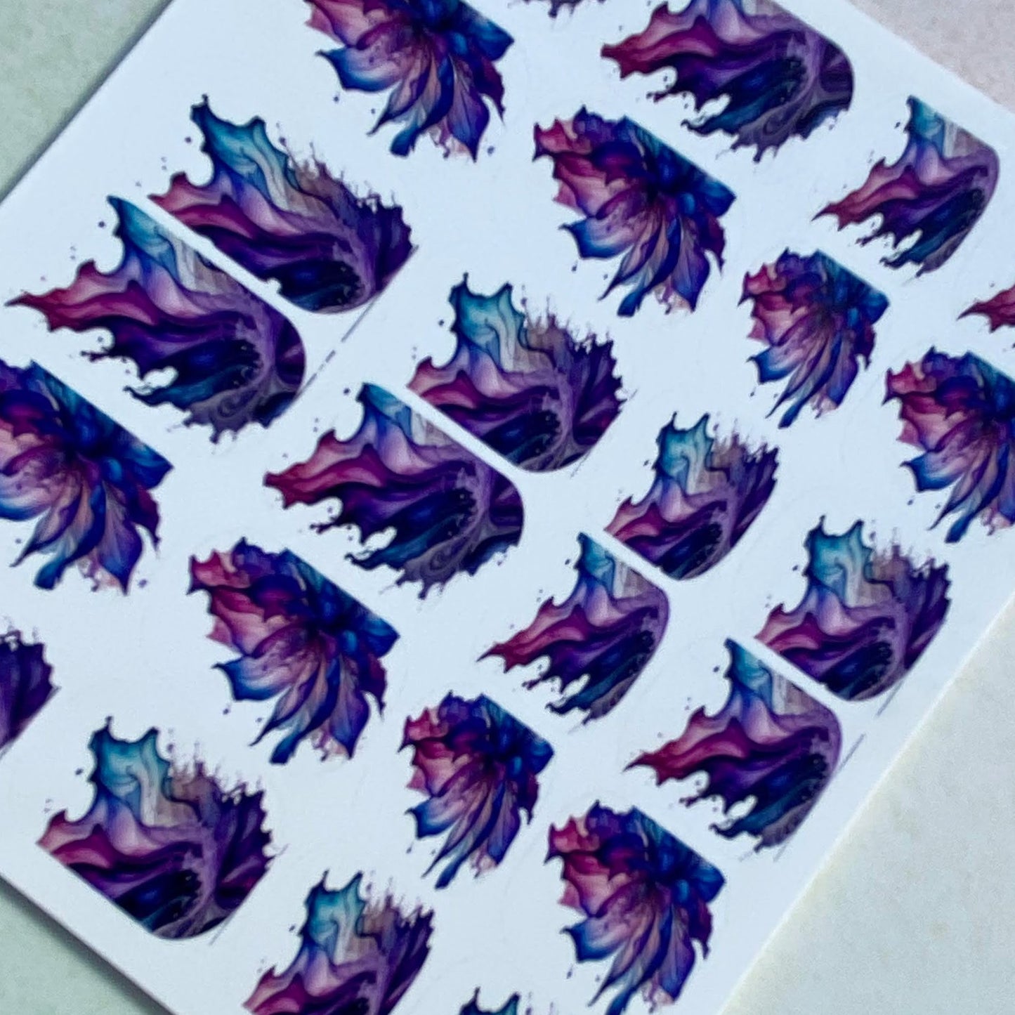 Floral Alcohol Ink Nail Art - Purple Ripples