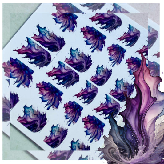 Floral Alcohol Ink Nail Art - Purple Ripples