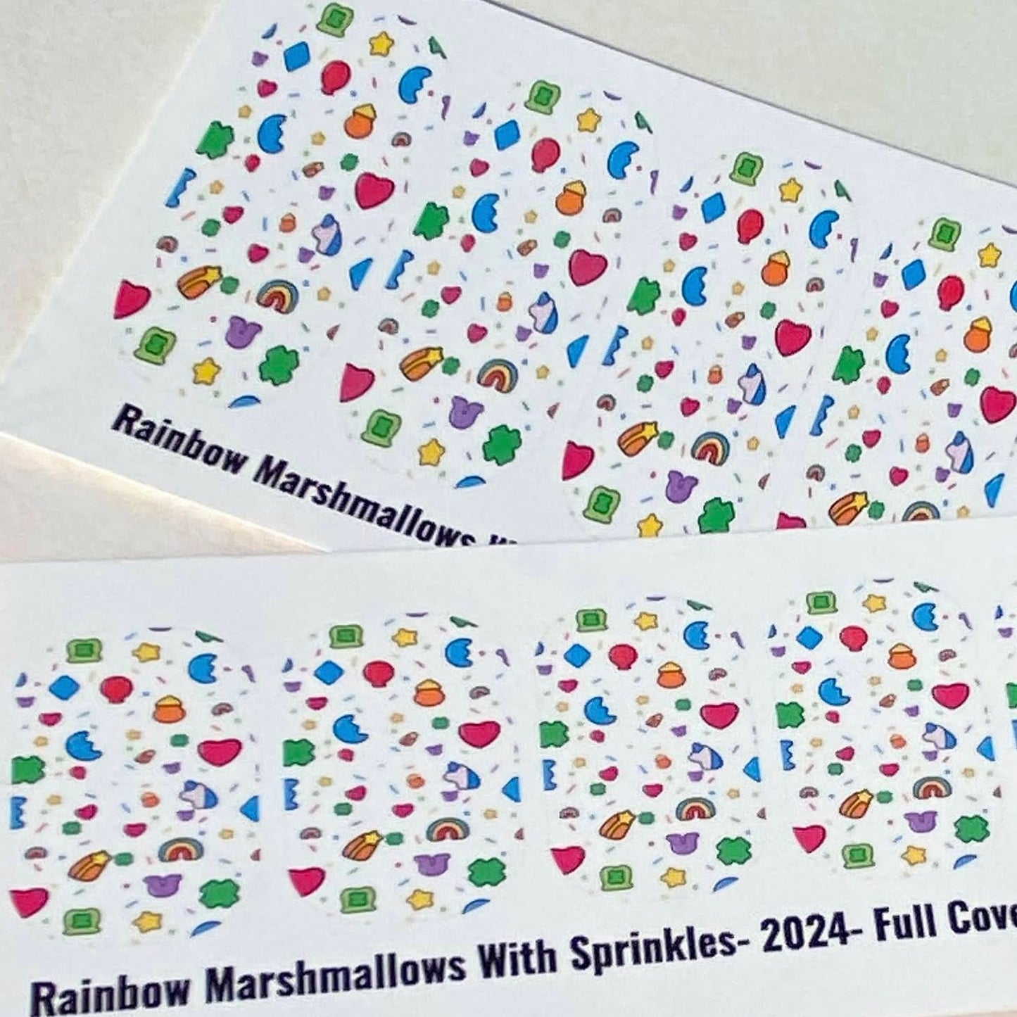 St. Patrick's Day Nail Wrap Decals- Rainbow Marshmallows With Sprinkles
