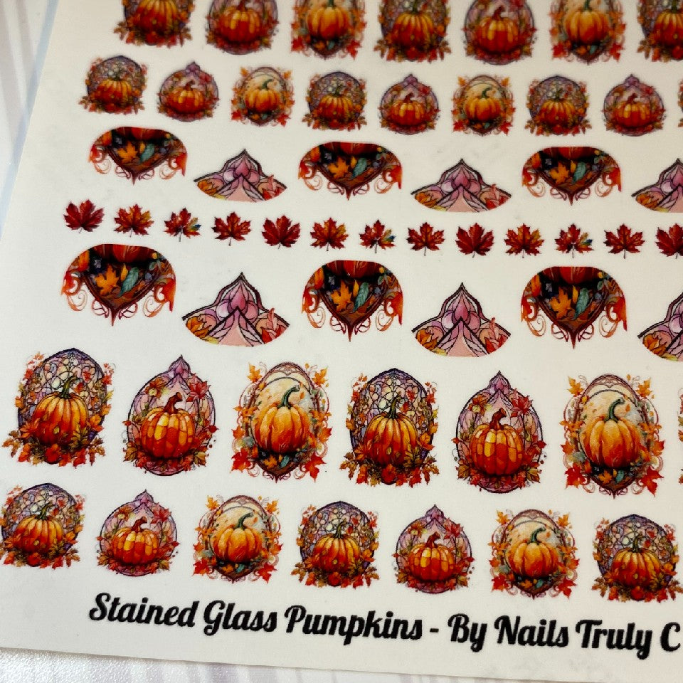 Stained Glass Pumpkins- Decals For Nails
