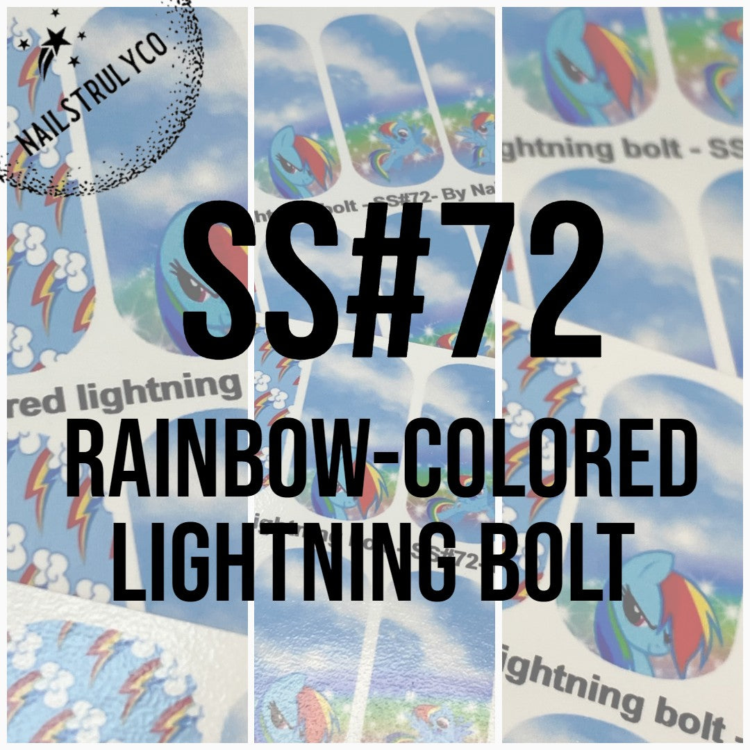 Waterslide Nail Wrap - Rainbow-colored lightning bolt - SS#72