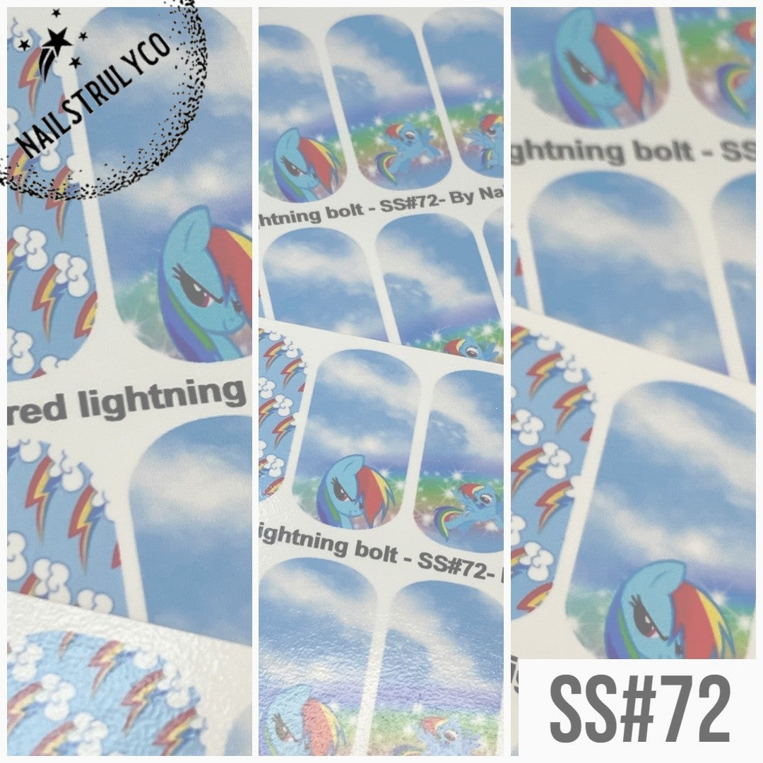 Waterslide Nail Wrap - Rainbow-colored lightning bolt - SS#72