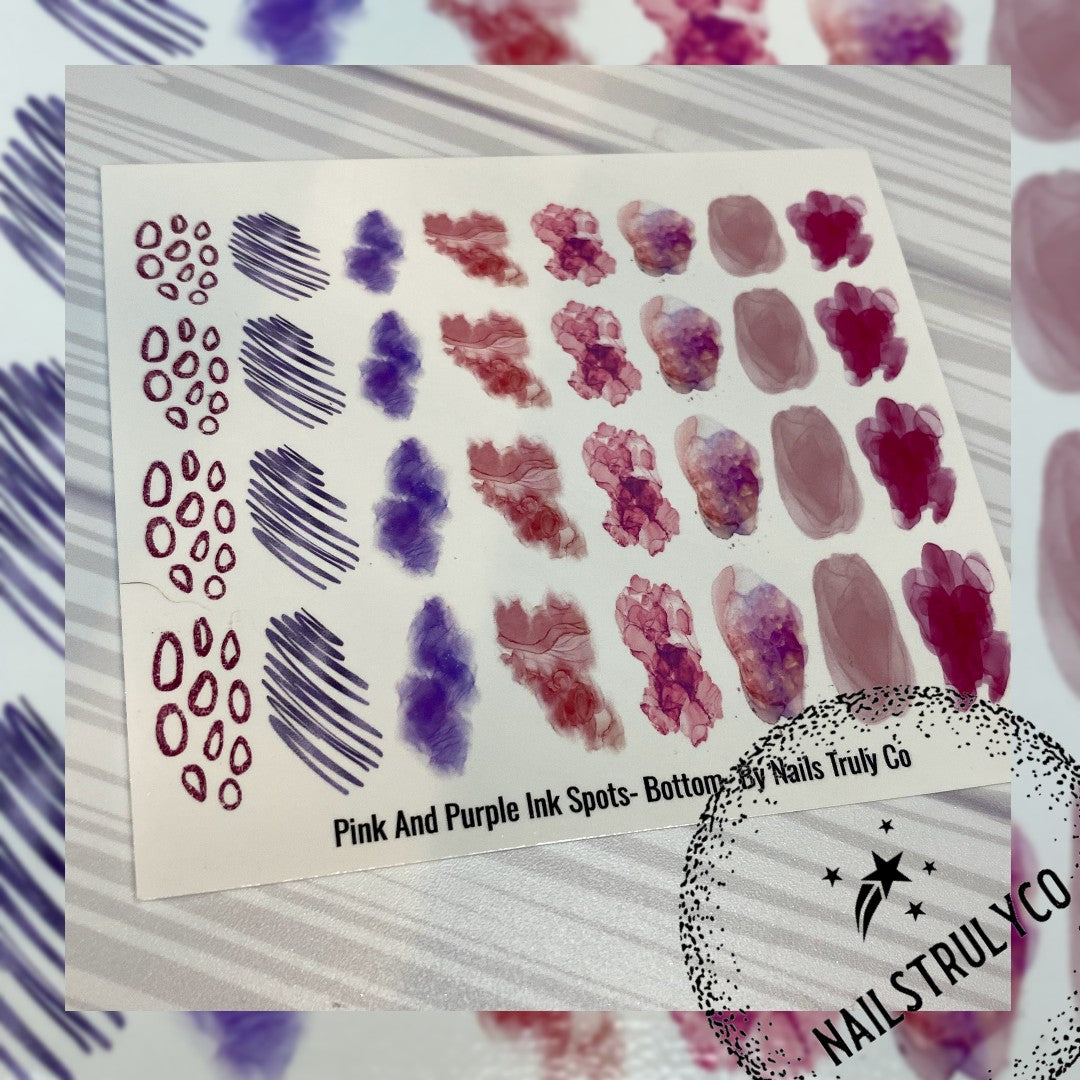 Colorful Abstract Nail Art - Bottoms - Chakra Collection - Pink And Purple Ink Spots