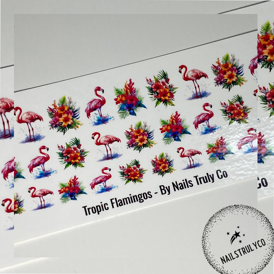 Summer Nails - Short Nail Art- Tropic Flamingos