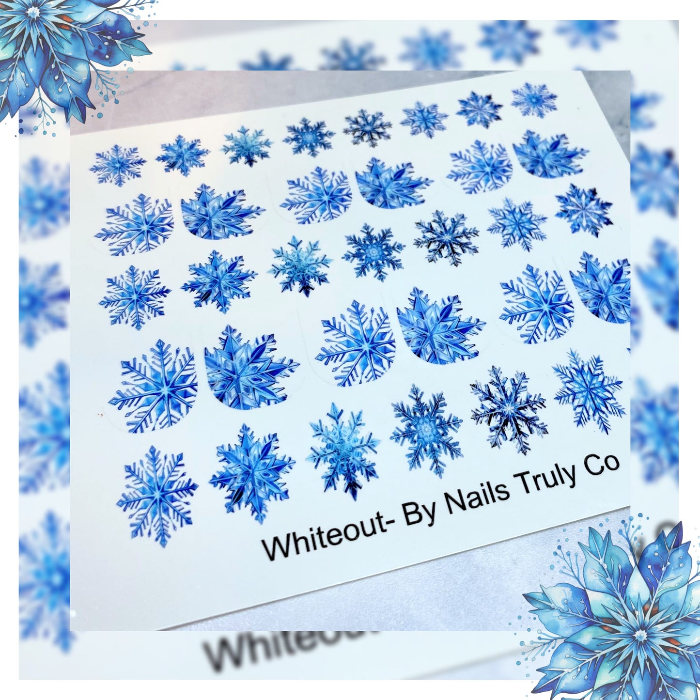 Whiteout Snowflake Decals For Nails