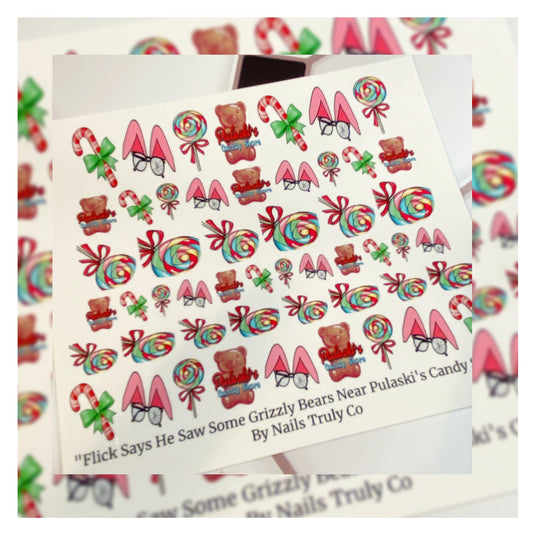 Grizzly Bears Near Pulaski's Candy Store! - Christmas Decals For Nails