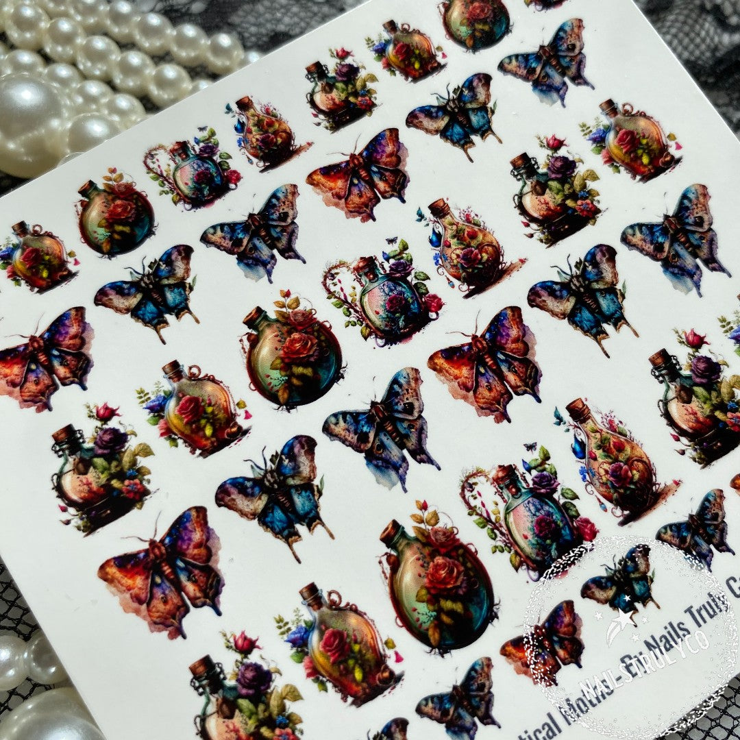 GOTHIC, NAILS, HALLOWEEN-Mystical Moths - Decals For Nails